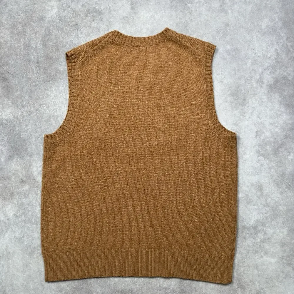 Vintage Banana Republic Wool Cashmere Angora Sweater Vest Mens Sz. S Camel Brown